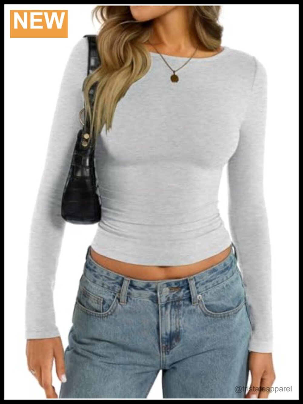 Womens Cotton Boat Neck Long Sleeve Slim Fit Stretchy Crop Top Y2K Basic